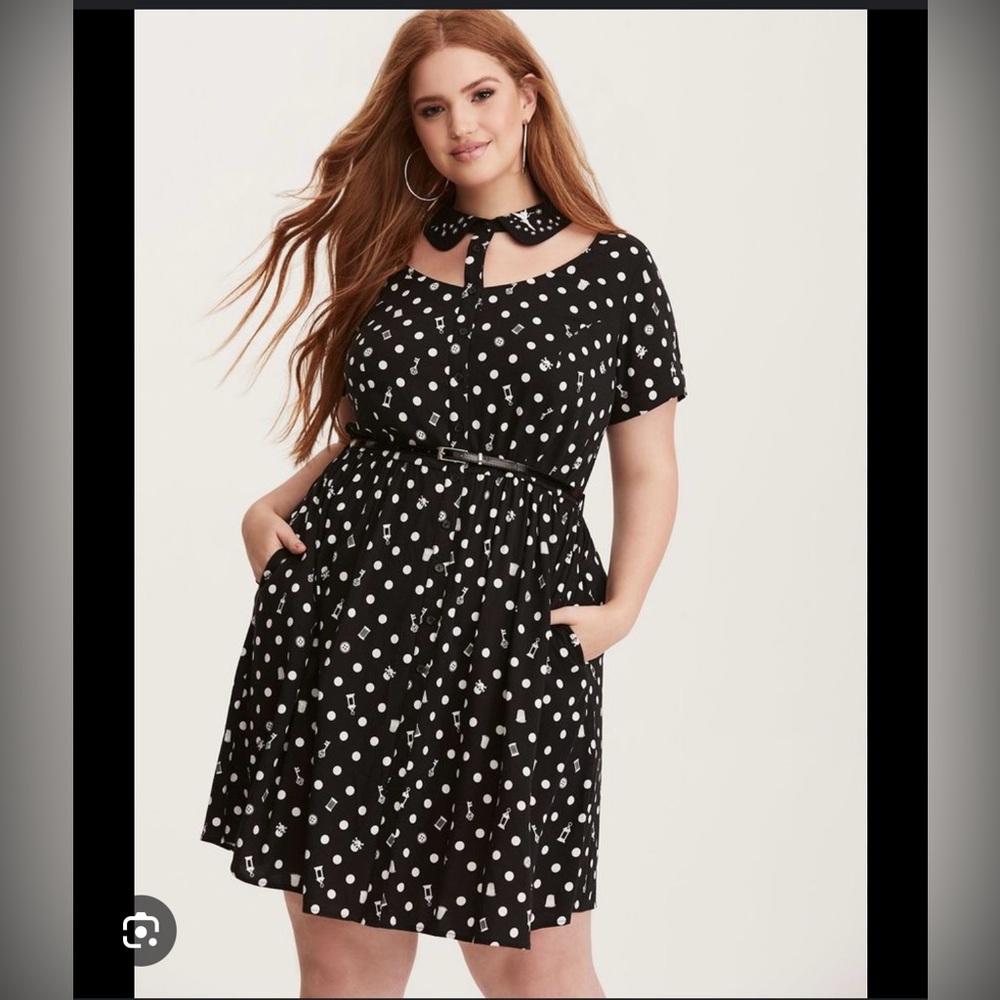 Torrid/Disney’s Tinkerbell polka dot dress with belt and pockets